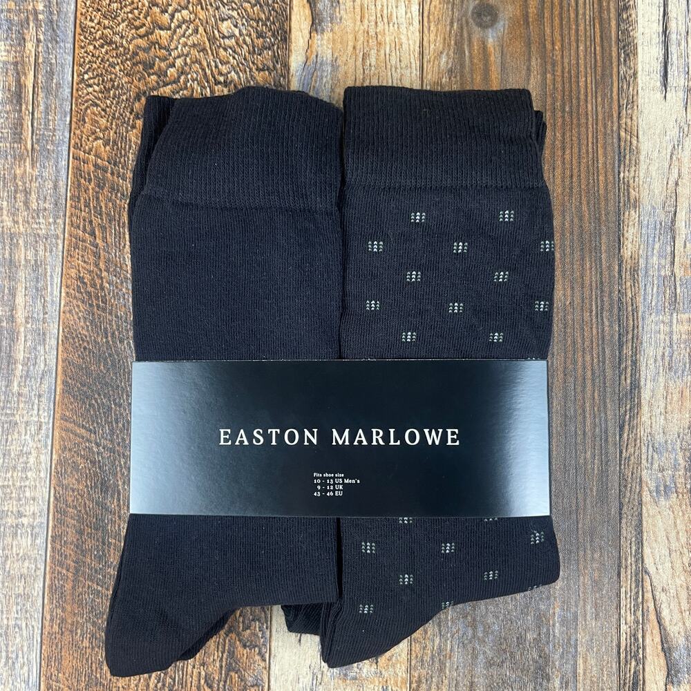EASTON MARLOWE Men's Shoe Size 10-13 Black White Cotton Polyamide Elastane 6PK
